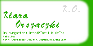 klara orszaczki business card